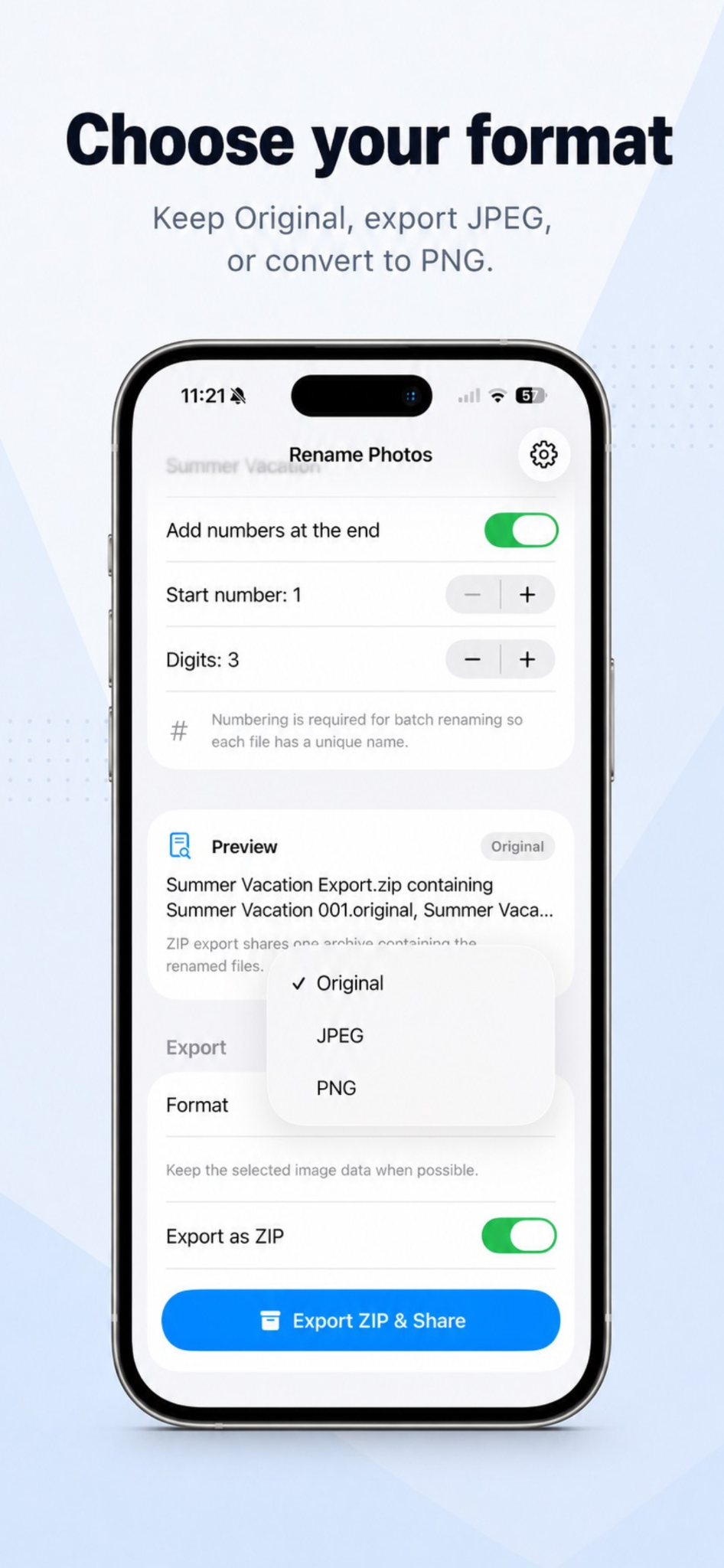 Rename Photos screenshot 2: Build clearer file names