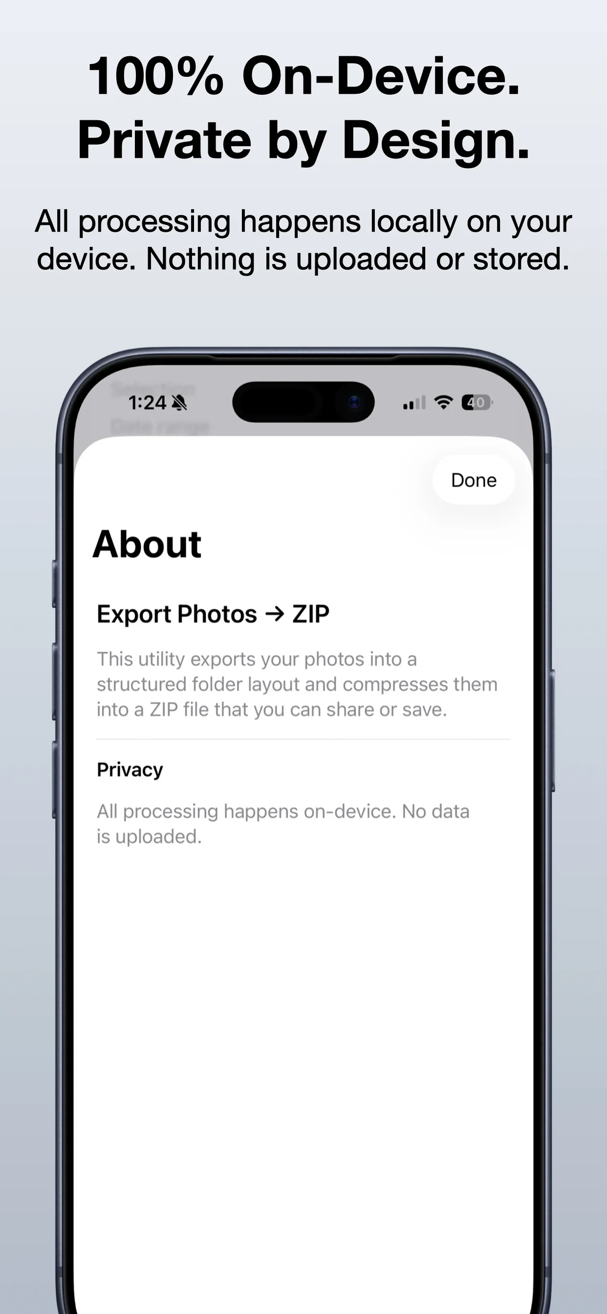 Export Photos - ZIP & Share screenshot: Review the export