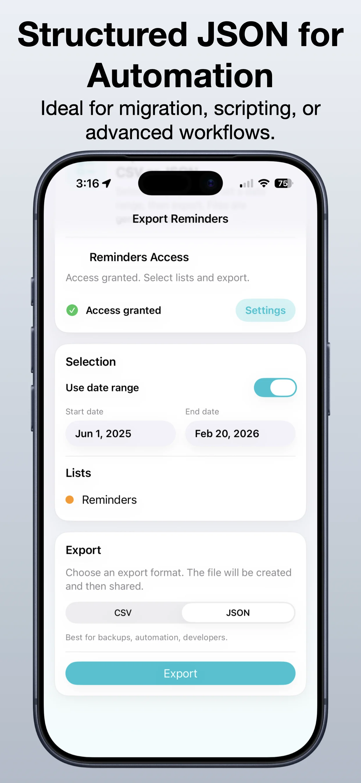 Export Reminders screenshot 4: Review the export result