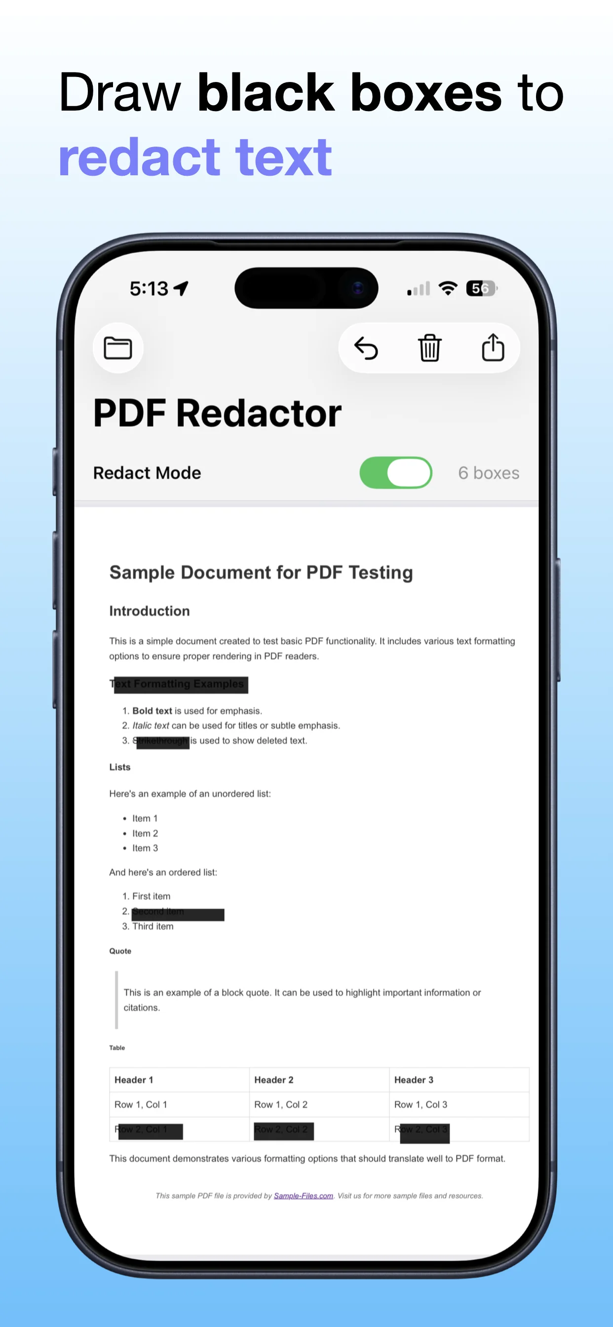 PDF Redactor screenshot 3: Review the protected version