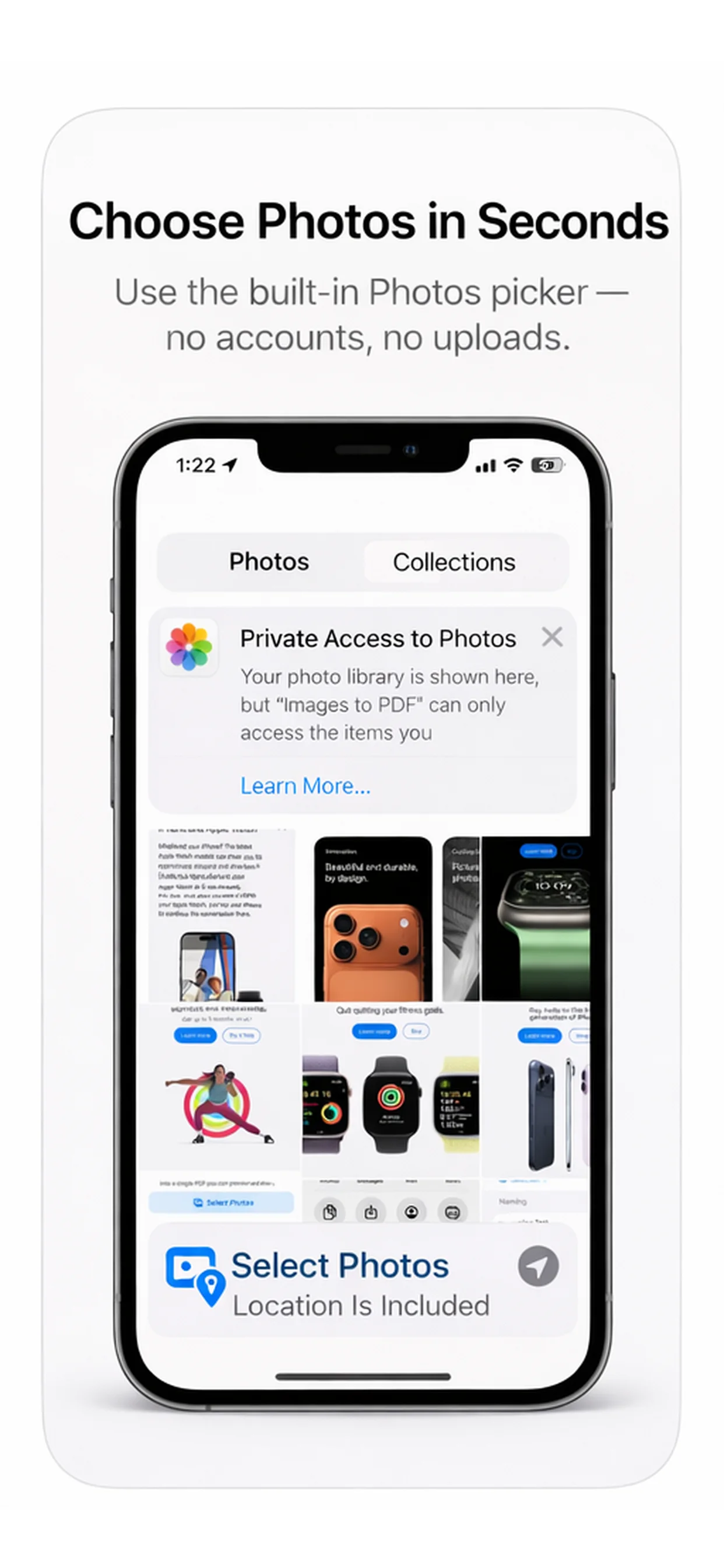 PhotoPDF Maker screenshot: Build the PDF