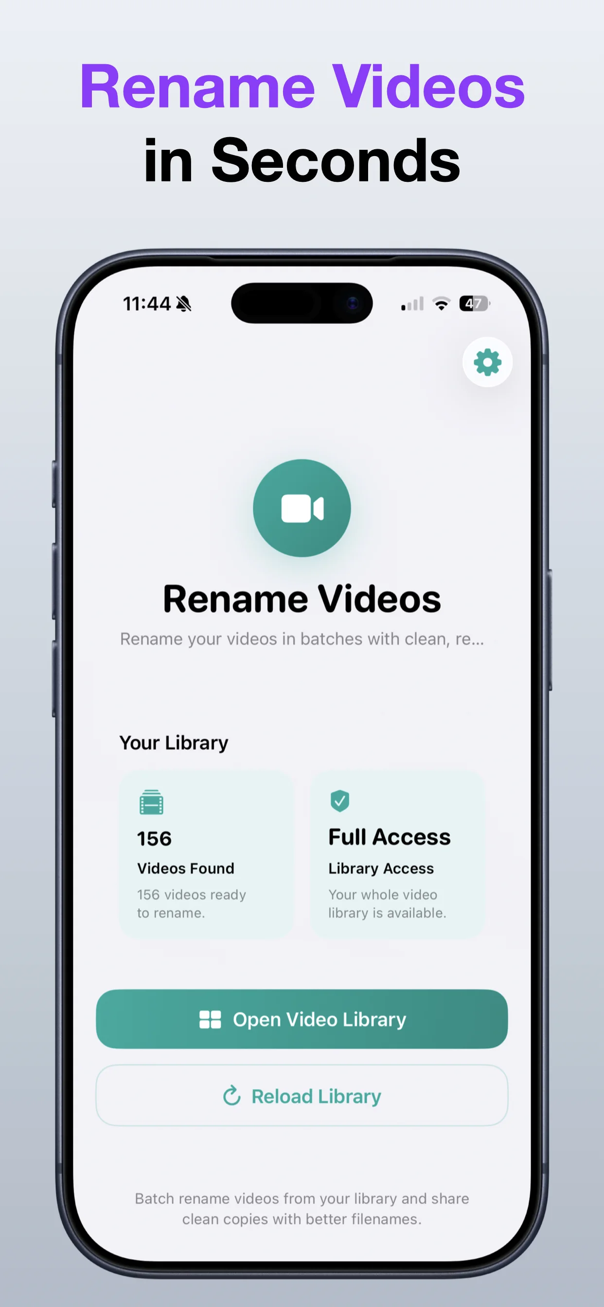 Rename Videos App Store screenshot preview