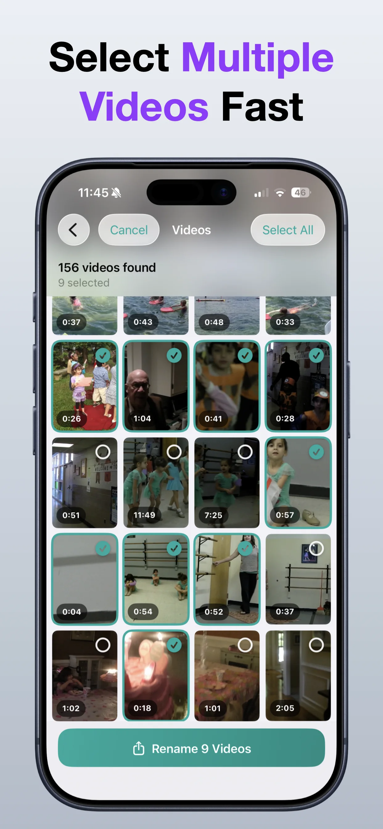 Rename Videos screenshot: Select videos