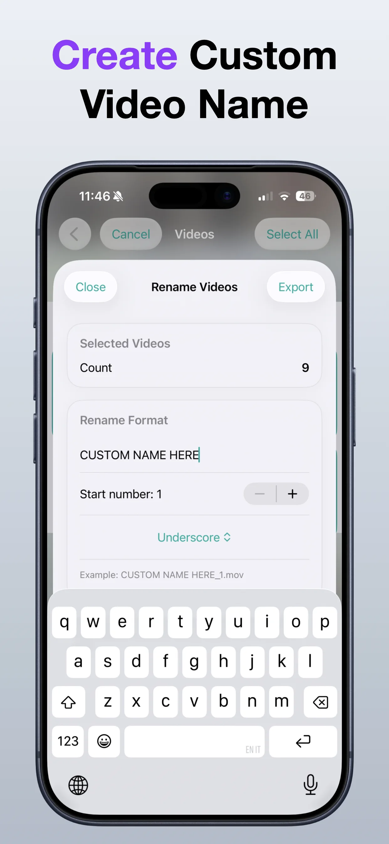 Rename Videos screenshot: Review before saving