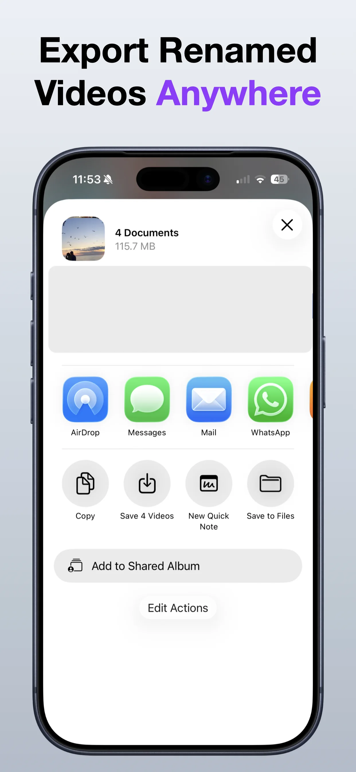 Rename Videos screenshot: Keep clips organized