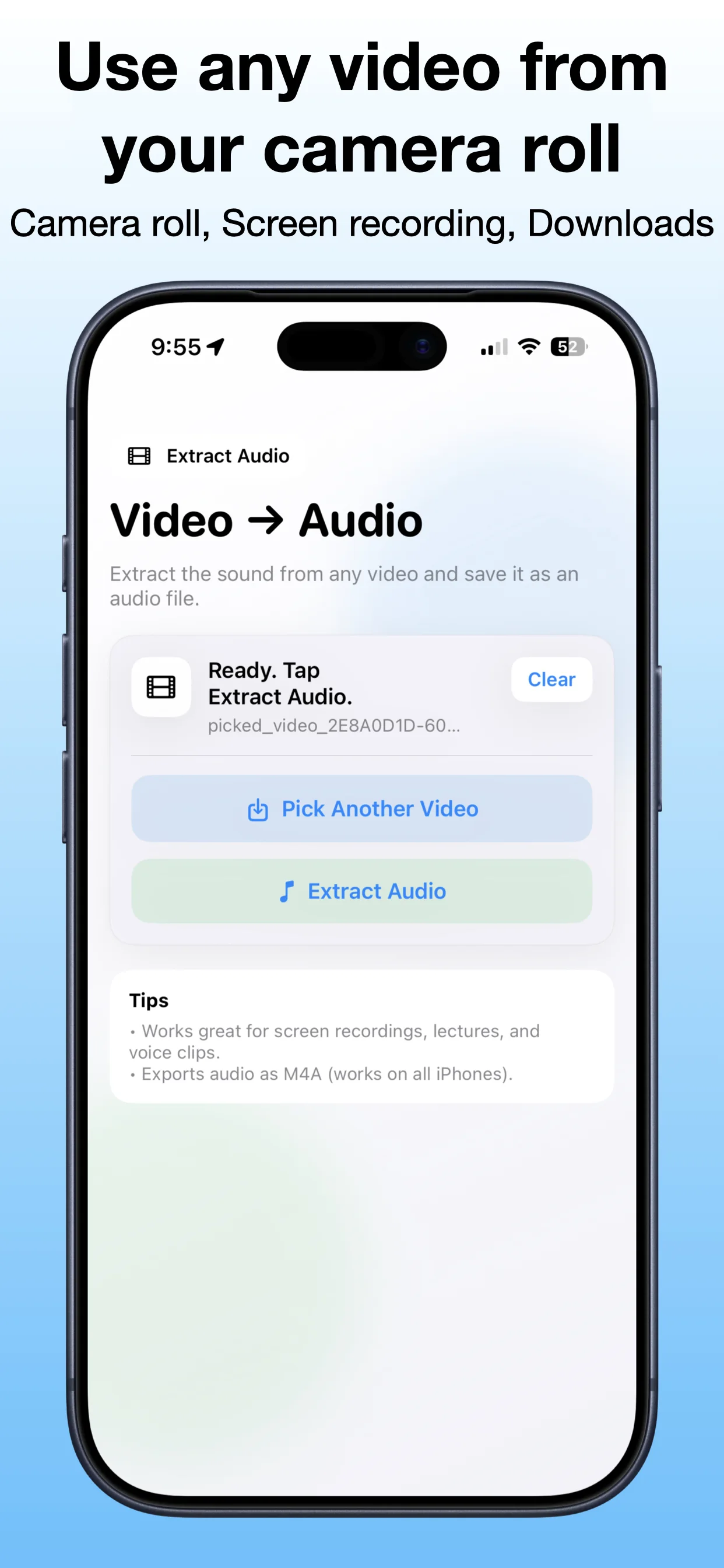 Save Audio from Video screenshot: Extract audio