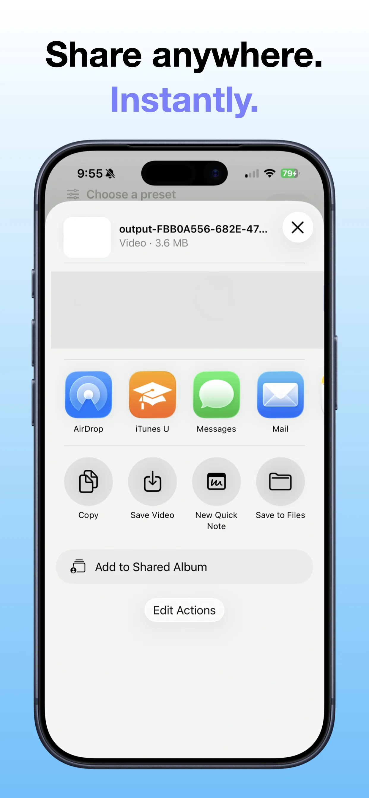 Shrink Video Size screenshot: Save the compressed video