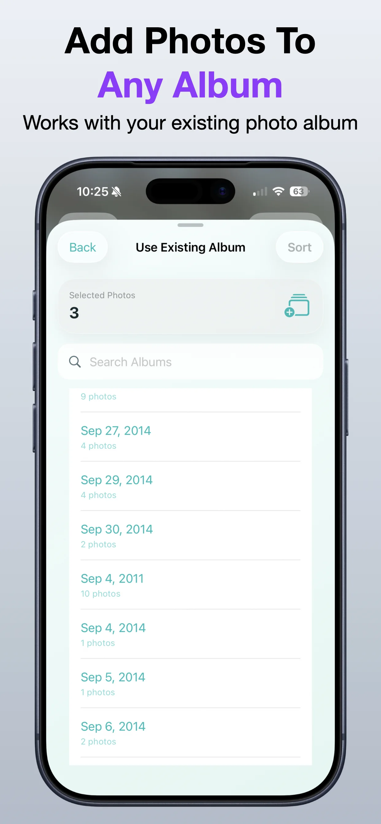 Sort Photos Into Album screenshot: Organize project photos