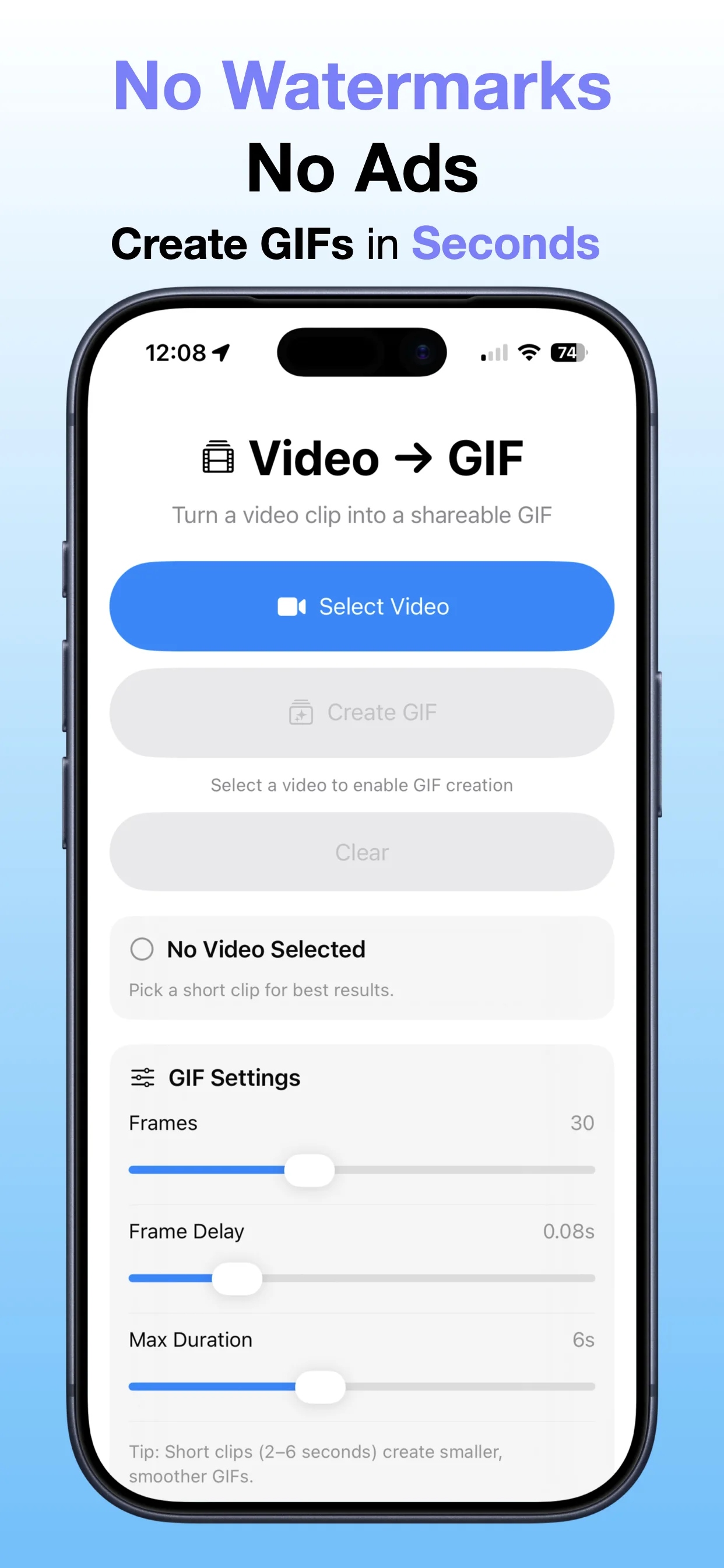 Video to GIF – No Watermark App Store screenshot preview